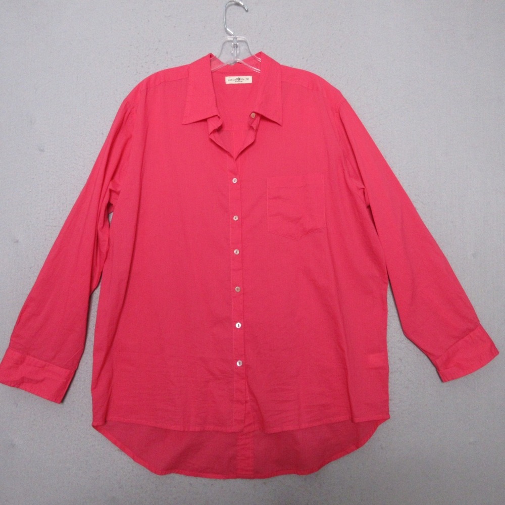 Natural Life Top Women Medium Button Up Oversized Cotton Casual Travel Capsule